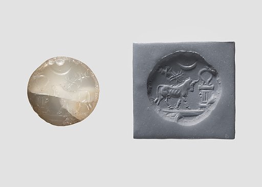 Stamp seal (conoid) with animal and divine symbols