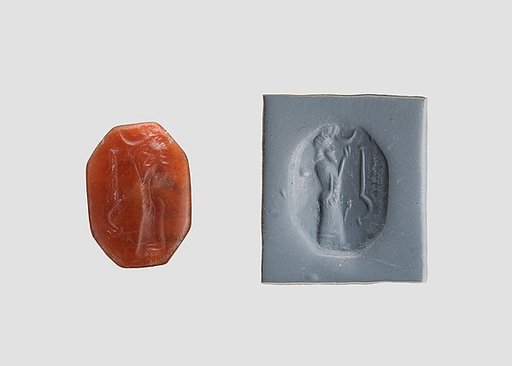 Stamp seal (octagonal pyramid) with cultic scene