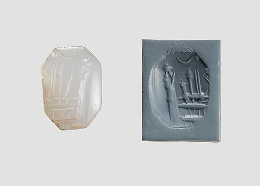 Stamp seal (octagonal pyramid) with cultic scene