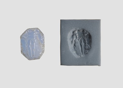 Stamp seal (octagonal pyramid) with cultic scene