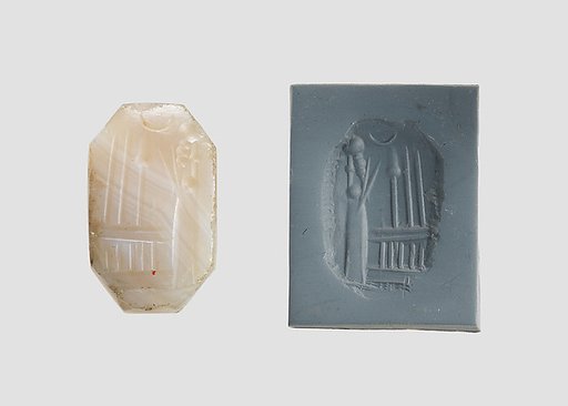 Stamp seal (octagonal pyramid) with cultic scene