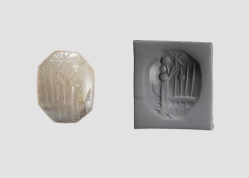 Stamp seal (octagonal pyramid) with cultic scene