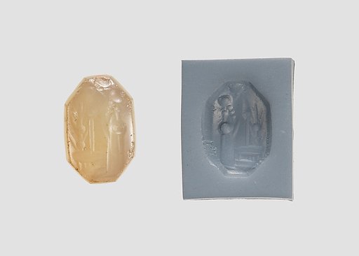 Stamp seal (octagonal pyramid) with cultic scene