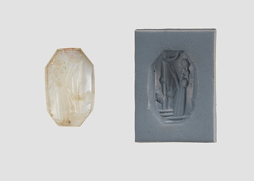Stamp seal (octagonal pyramid) with cultic scene