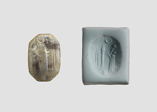 Stamp seal (octagonal pyramid) with cultic scene