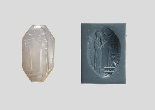 Stamp seal (octagonal pyramid) with cultic scene