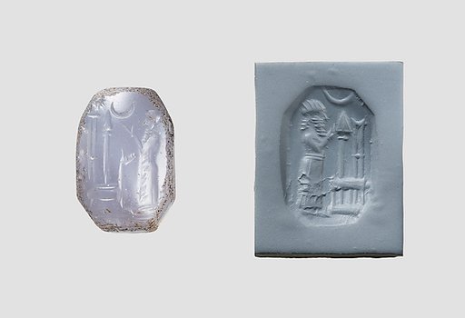 Stamp seal (octagonal pyramid) with cultic scene