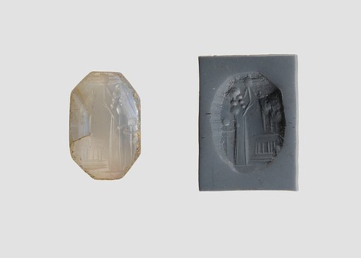 Stamp seal (octagonal pyramid) with cultic scene