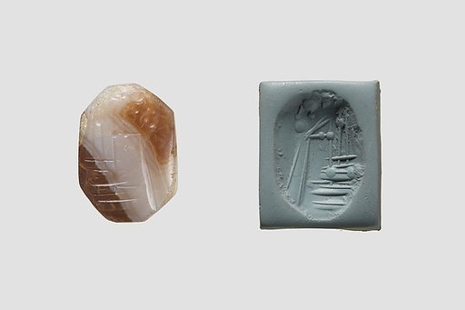 Stamp seal (octagonal pyramid) with cultic scene