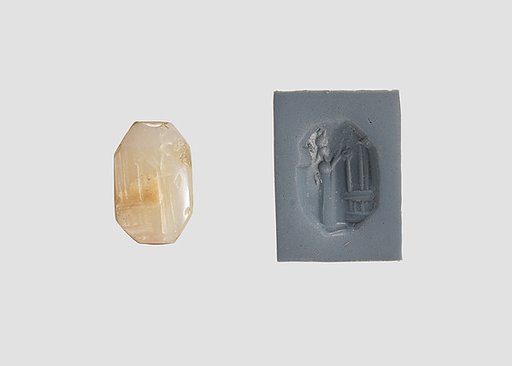 Stamp seal (octagonal pyramid) with cultic scene