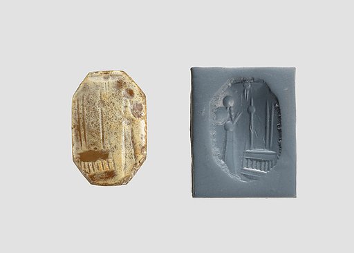 Stamp seal (octagonal pyramid) with cultic scene