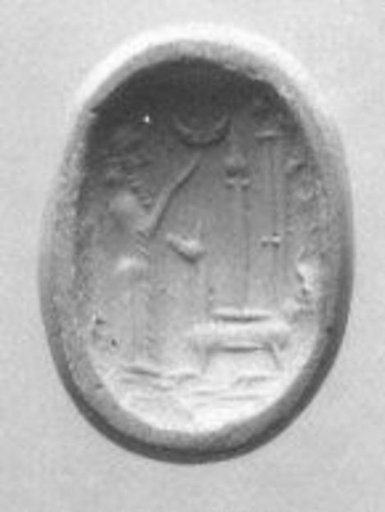 Stamp seal (octagonal pyramid) with cultic scene