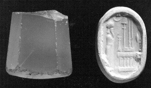 Stamp seal (octagonal pyramid) with cultic scene