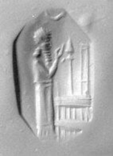 Stamp seal (octagonal pyramid) with cultic scene