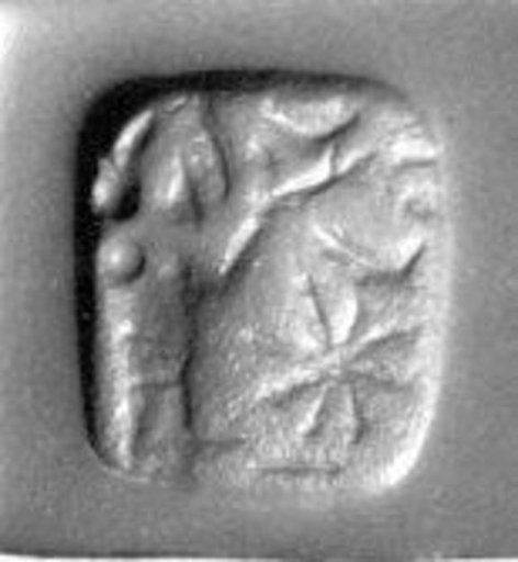 Stamp seal (octagonal pyramid) with cultic scene