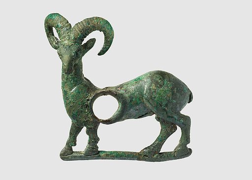 Horse bit cheekpiece in form of a mouflon