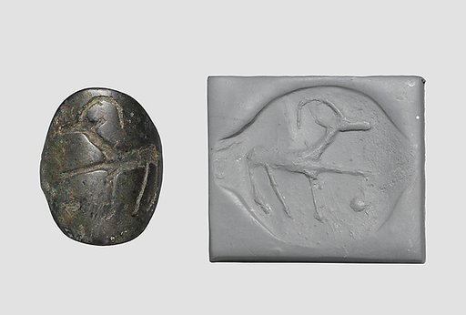 Seal ring and modern impression: horned animal