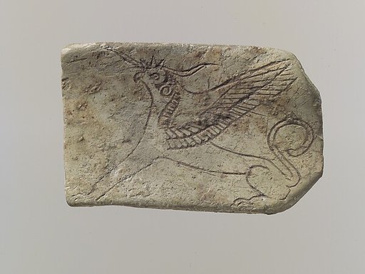 Furniture plaque: incised griffin