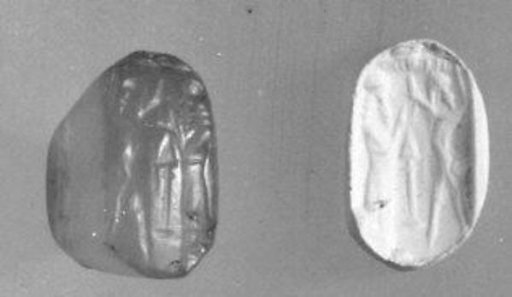 Stamp seal (octagonal pyramid) with cultic scene and demon