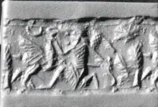 Cylinder seal with two-figure contest scene