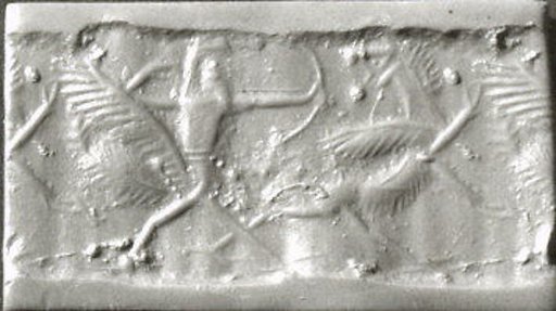 Cylinder seal with monster contest scene