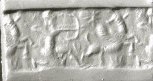 Cylinder seal with hunting scene
