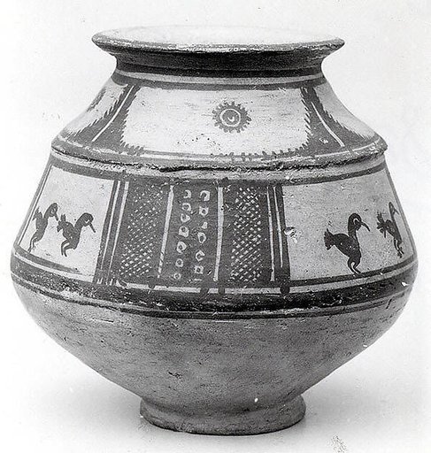 Jar with paired birds in panels