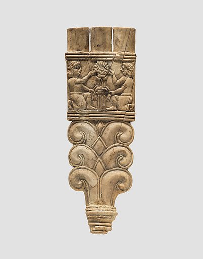 Handle of a flywhisk or fan
