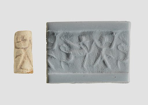 Cylinder seal with two-figure contest scene