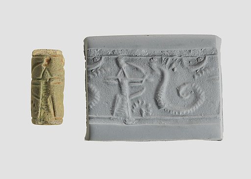 Cylinder seal with hunting scene