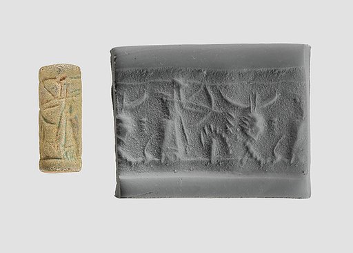Cylinder seal with hunting scene