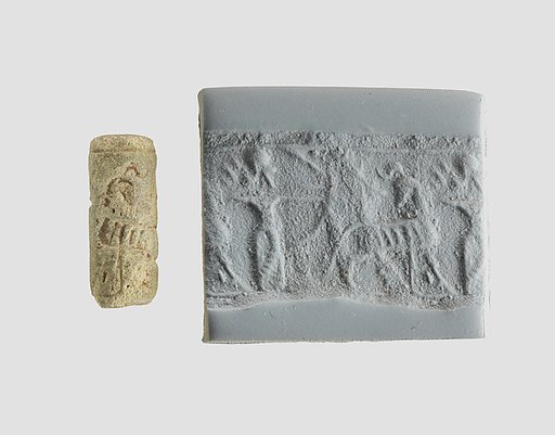 Cylinder seal with hunting scene