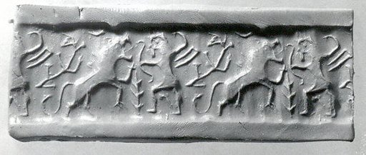 Cylinder seal with hunting scene