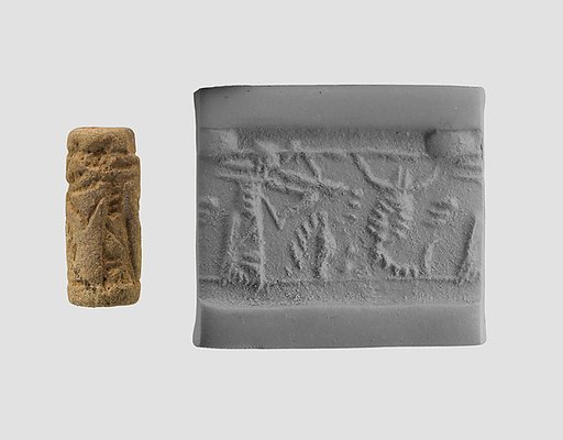 Cylinder seal with hunting scene