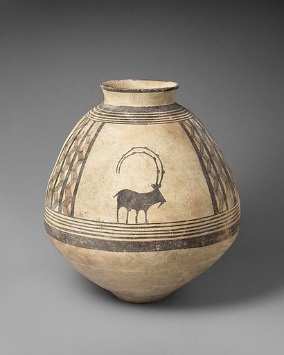Storage jar decorated with mountain goats