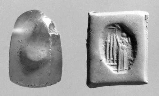 Stamp seal (octagonal pyramid) with cultic scene