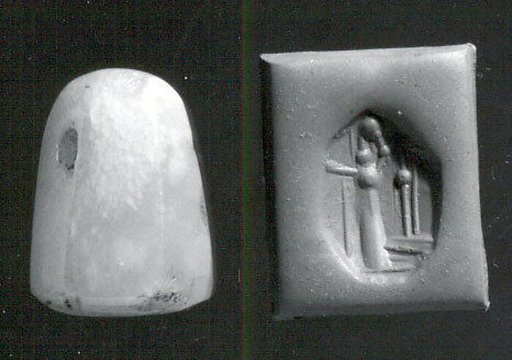 Stamp seal (octagonal pyramid) with cultic scene