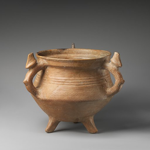 Tripod vessel with three animal-shaped handles