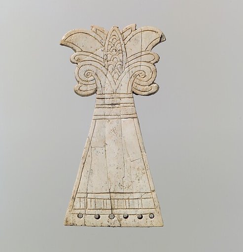 Incised horse frontlet carved into the shape of a flowering, volute palmette tree