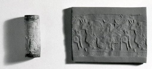 Cylinder seal with hunting scene