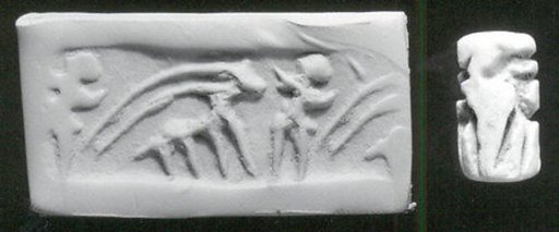 Cylinder seal with two-figure contest scene