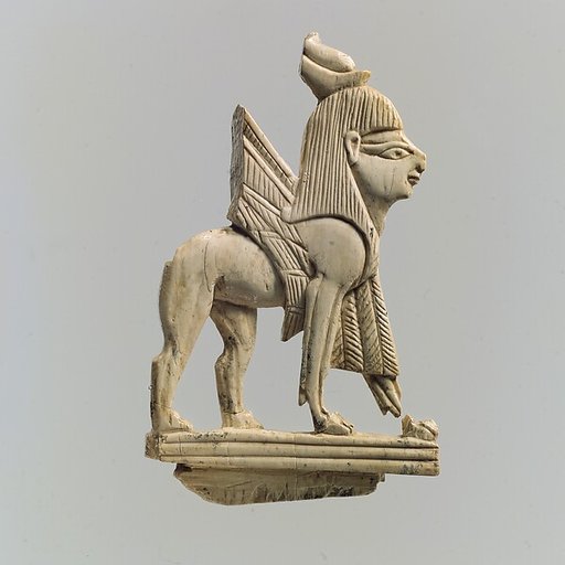 Openwork furniture plaque with winged sphinx