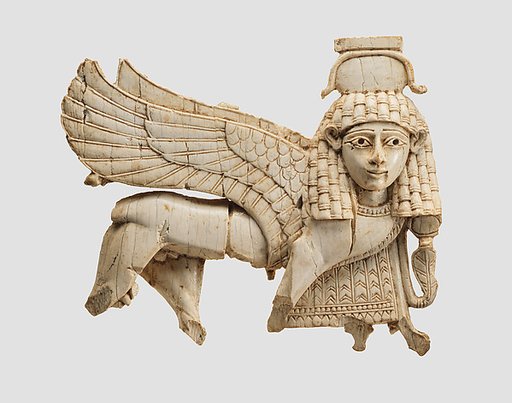 Openwork plaque with a striding sphinx