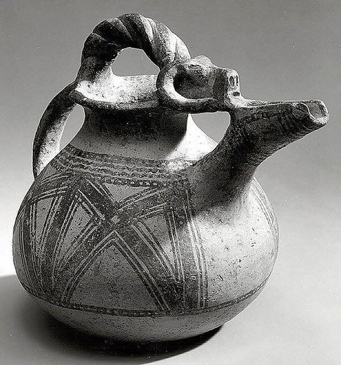 Spouted jar with geometric decoration
