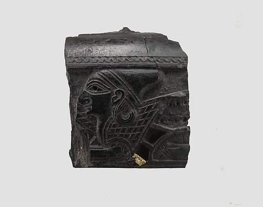 Cosmetic box fragment carved in relief with the head of a sphinx