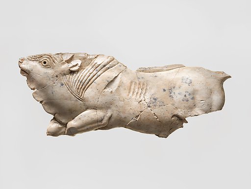 Openwork furniture plaque with galloping bull