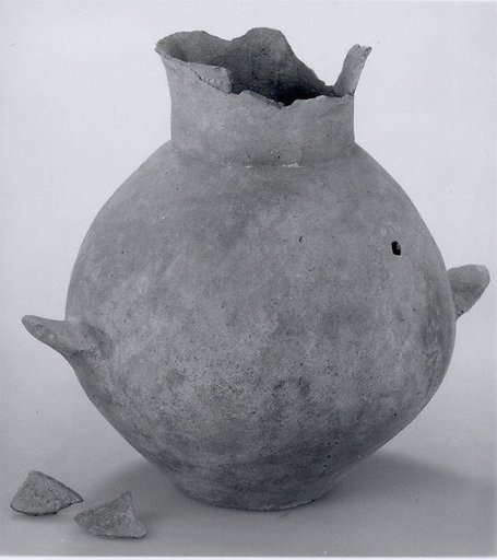 Jar with ledge handles and punctate decoration