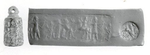 Stamp-cylinder seal (with loop handle) with hunting scene