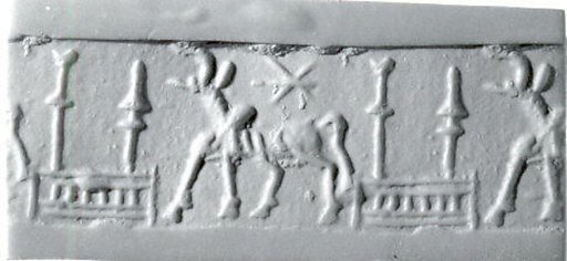 Cylinder seal with animal and divine symbols