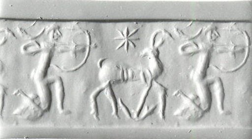 Cylinder seal with hunting scene
